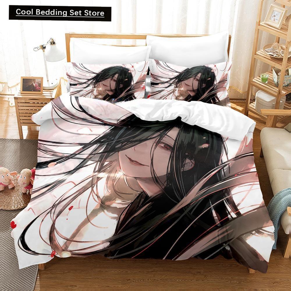 Fashion Anime Hell's Paradise: Jigokuraku Bedding Set Cartoon Three-piece Set Adult Kid Bedroom Duvet Cover Sets Home Textiles