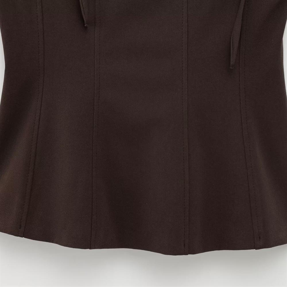 Spring 2025 Women's Slim Fit Vest with Bow Tie Strap Decoration