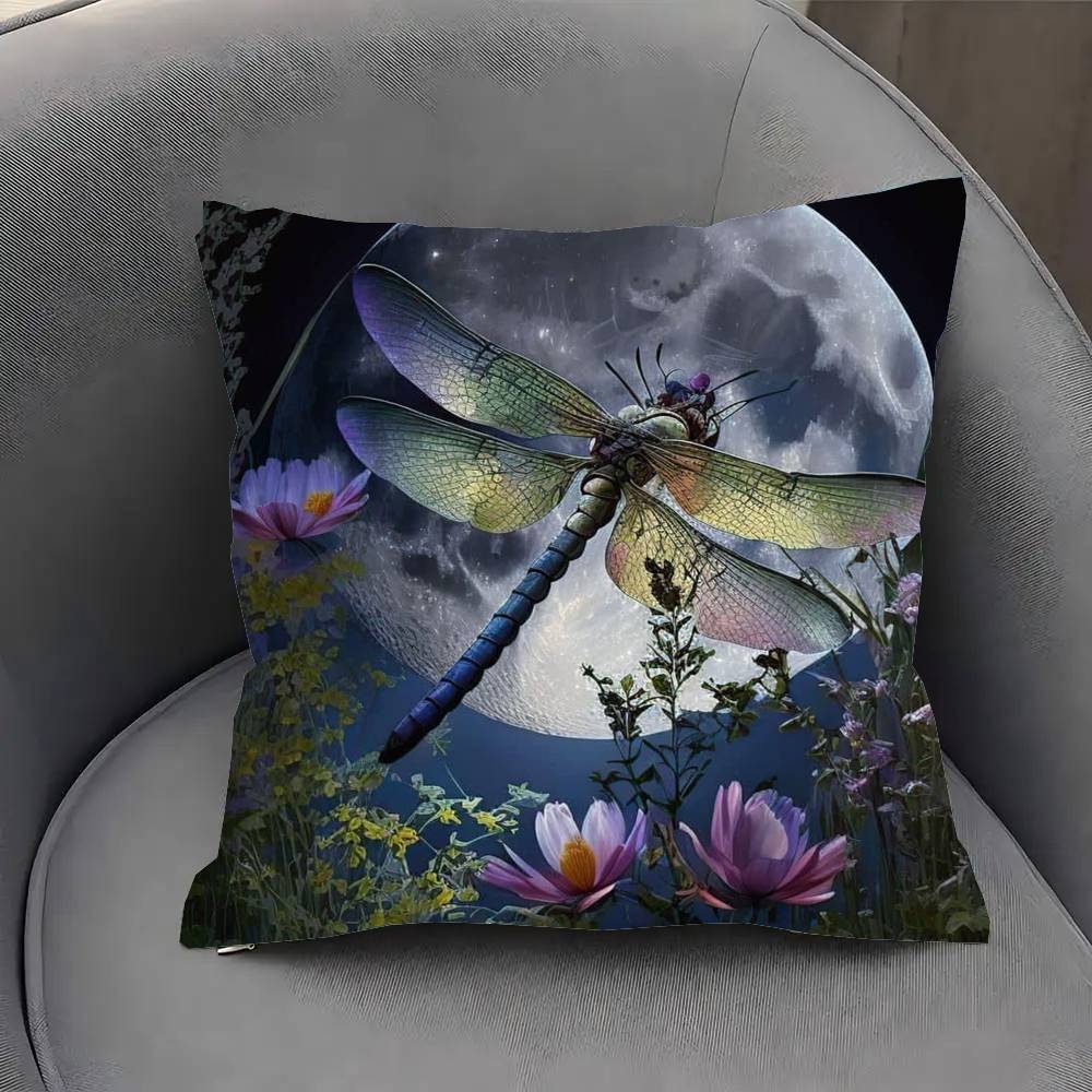 Interesting Dragonfly Pillow Case Fashion Square Pillowcase Bedroom Sofa Room Ins Decoration Leisure