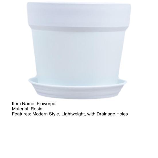 Plant Pot with Drainage Holes Plastic Flowerpot with Saucer Modern Flower Pot for Indoor Outdoor Plants Office Desk Garden