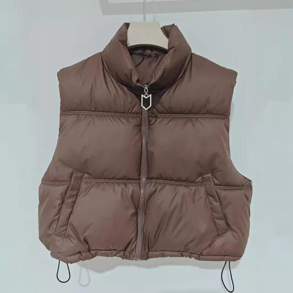 European and American style autumn and winter vest women's fashion temperament stand-up collar cardigan cotton vest warm jacket