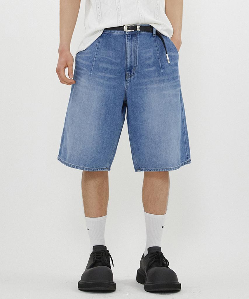 Odeoakaibeu Dart Bermuda Denim Half Pants Summer Blue