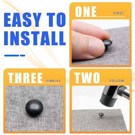 Bivethoi 220 Pcs Black Upholstery Tacks, 1/3 Inch Metal Round Head Thumb Tacks, Upholstery P for Furniture, DIY Project (9 X 13mm)