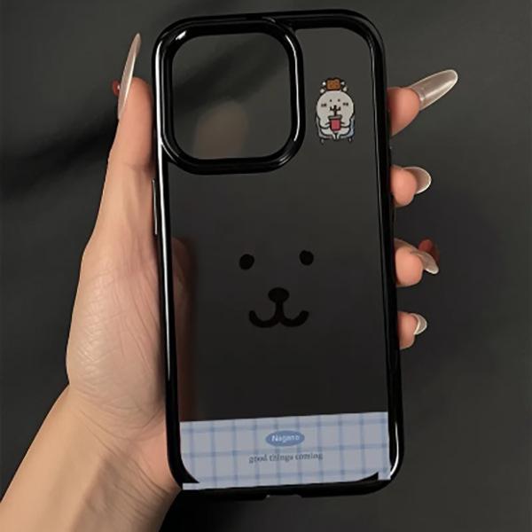 Bear Head Acrylic Case with Black Border for iPhone 17 Pro Max, 16, 15 Pro, 14/13