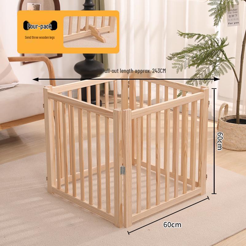 Foldable Solid Wood Dog Fence - Detachable, Easy to Store, Eco-Friendly, Natural Finish, Versatile Dog Cage