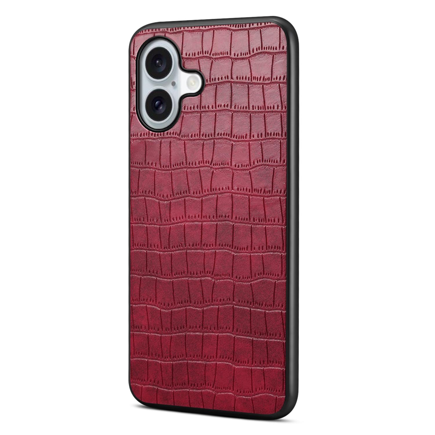 

For iPhone 17 Case Crocodile Texture Design Leather Slim Back Cover Red