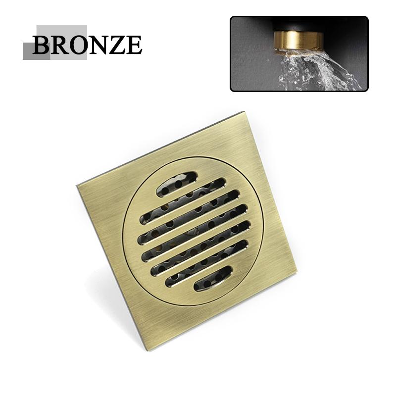 Badezimmer Wasser Bodenablauf Messing Matt Gebürstet Schwarzgold Roségold mit Filter 100x100 für Duschraum Küche