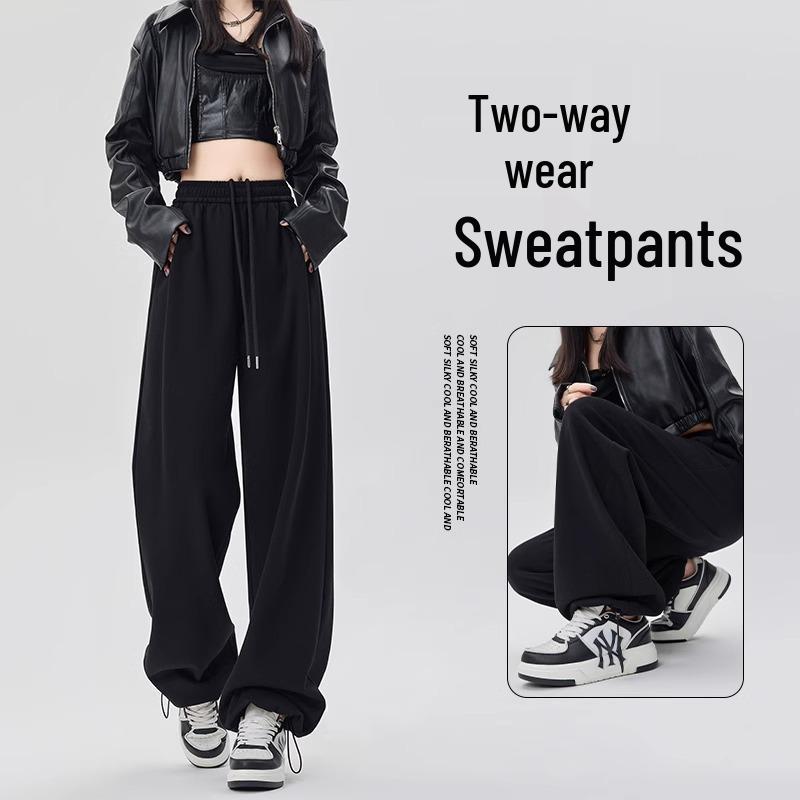 

Women s 2024 High-Waisted Wide-Leg Draping Sports Pants - Spring/Autumn Loose Joggers S 80-100 jin
