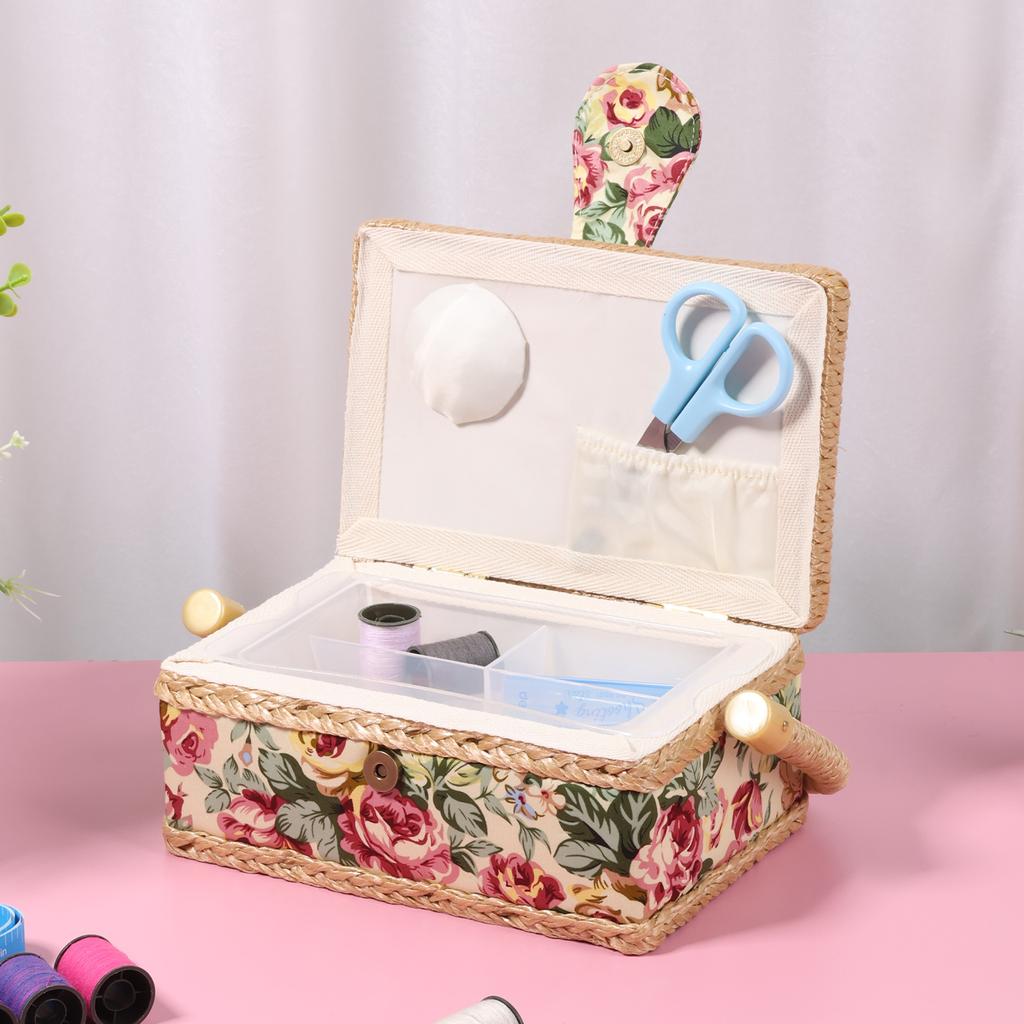 Sewing Kit Storage Box Sturdy Dust Proof Sewing Organizer Basket PortableKnitting Needles Storage Bag For Sewing Accessories