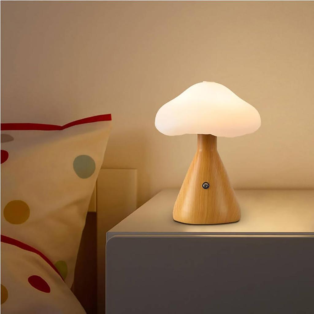Wood Grain Lamp, Bedside Lamp, 3-color Adjustable LED Nightlight.