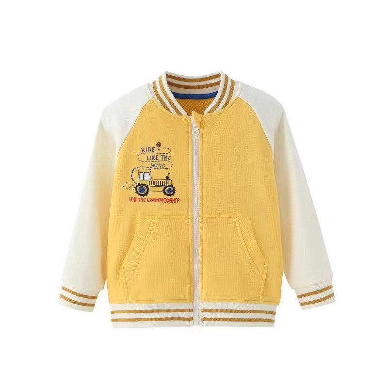 Boys' Jacket Autumn and Winter Style Children's Baseball Jacket New Thickened Spring and Autumn Top Trendy Boys' Pure Cotton Jacket