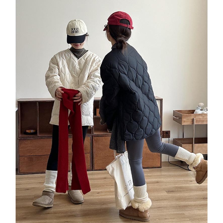 Lamb Wool Splicing Thin Diamond Pattern Winter Korean Style Loose Small Fragrant Style Diamond Pattern Warm Cotton Coat for Women