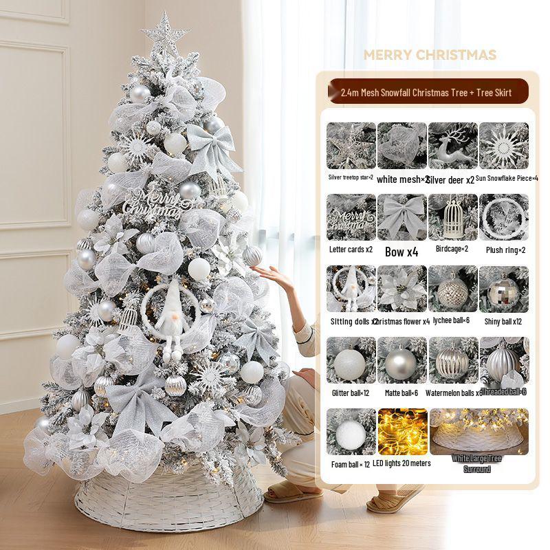 2M Luminous White Flocked Christmas Tree for Home or Window Decoration