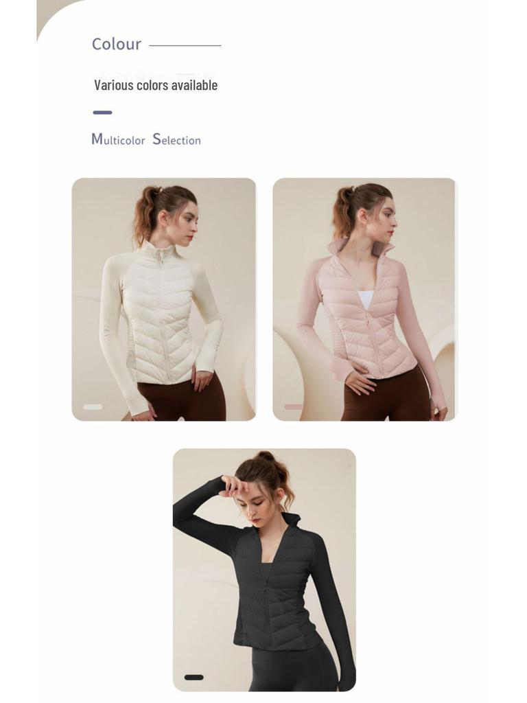 LULU Slim Fit Windproof Down Yoga Jacket - Warm, Thin, and Ideal for Outdoor Running & Sports.