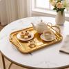 Serving Tray with Beads Elegant Rectangular Sturdy for Coffee Table
