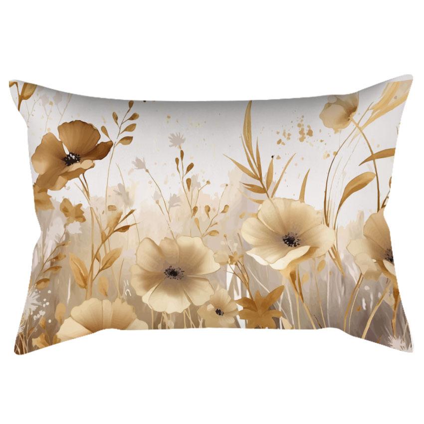 Chinese Retro Watercolor Golden Floral Print Pillowcase Home Sofa Cushion Pillowcase