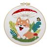 Floral Patterns Dog Embroidery Kit Corgi Embroidery Set Home Decor Cross Stitch Set  Beginner
