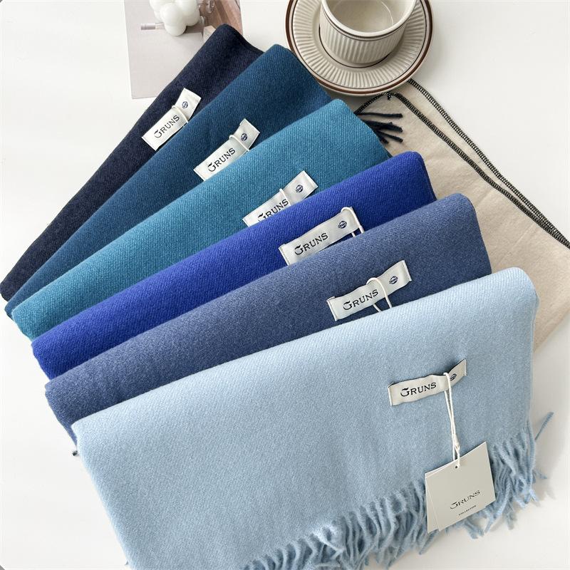 Kašmírový šátek na ruku, podzimní a zimní, jednobarevný, dámský, tlustý střapec, jednoduchý a všestranný, měkký a teplý, imitace kašmíru