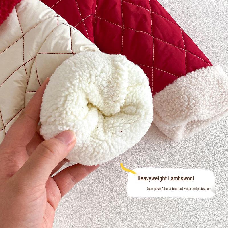 2025 Winter Boys' Cartoon Embroidered Plus Velvet Cotton Jacket