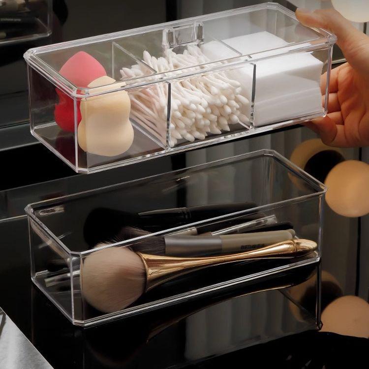 Transparent Cotton Pad and Makeup Storage Box with Lid
