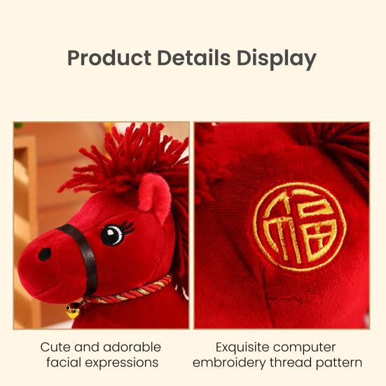 Plush Doll Animal Theme Exquisite Craftsmanship Adorable Horse Shaped Plush Toy 2026 New Year Holiday Party Decoration