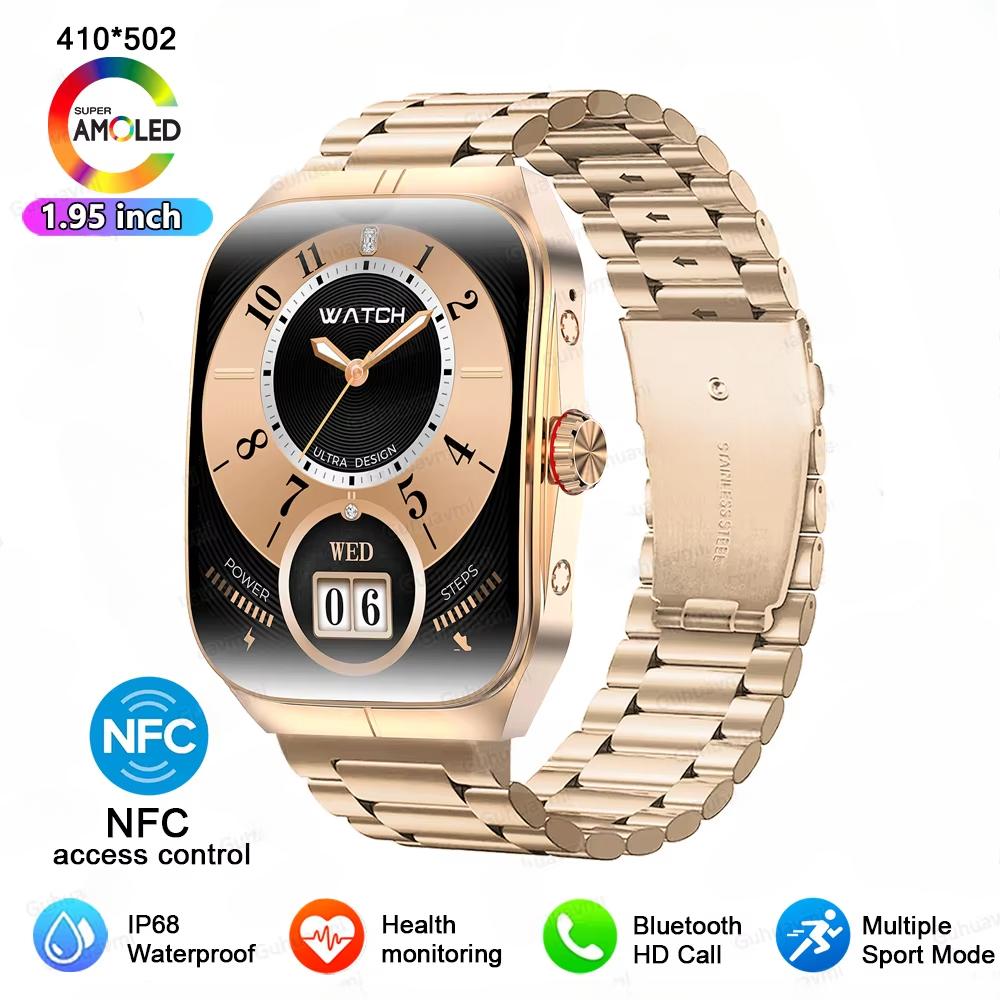 2025 Nové NFC Chytré hodinky AMOLED Displej Vždy zobrazují čas Bluetooth volání Série 9 Hodiny Vlastní ciferník Muži Sport Zdraví Ženy Chytré hodinky