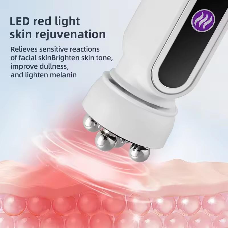 Facial Roller Massager EMS LED Phototherapy Rotary Massage Heating Introduction For Fine Pores Reduction Fine Lines