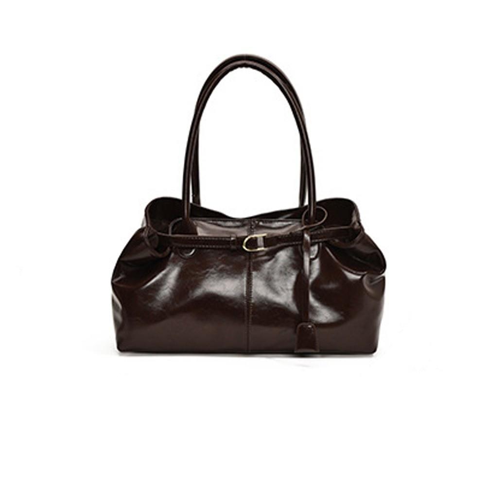 New Oil PU Leather Handbag Large Capacity Casual Shoulder Bag Multifunctional Tote Bag Women