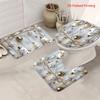4Pcs 2D Christmas Snowman Shower Curtain Set with Non-Slip Bath Mat, Toilet Lid Cover, Contour Rug & 12 Hooks, Bathroom Decor
