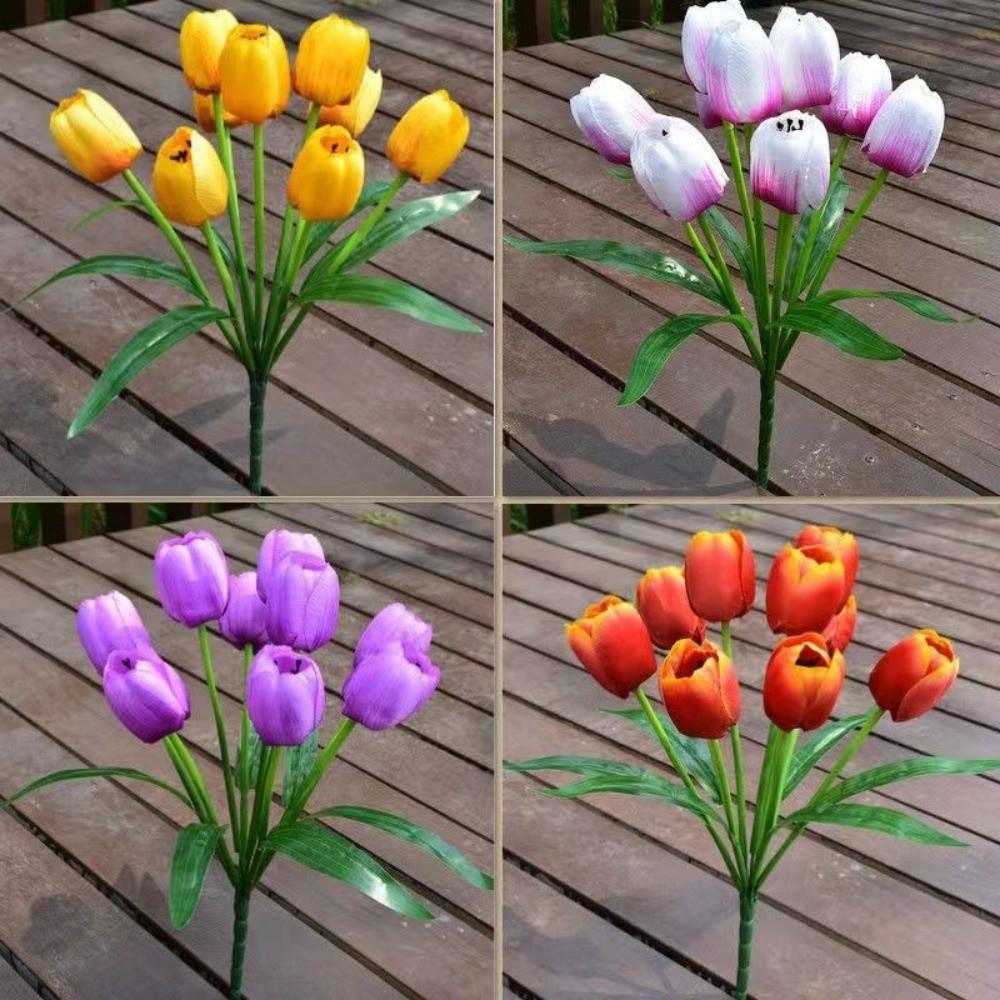 9 Heads Artificial Tulip Bouquet DIY Flower Floral Arrangement Flower Bouquet Realistic Artificial Flowers
