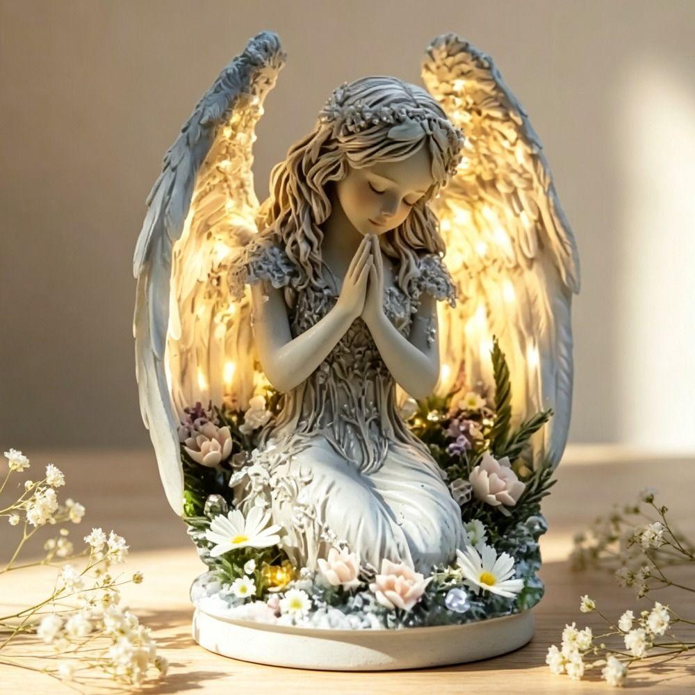 Acrylic Angel Statue Radiant Design Desktop Decoration Prayer Angel Acrylic Ornament Cafe Decor