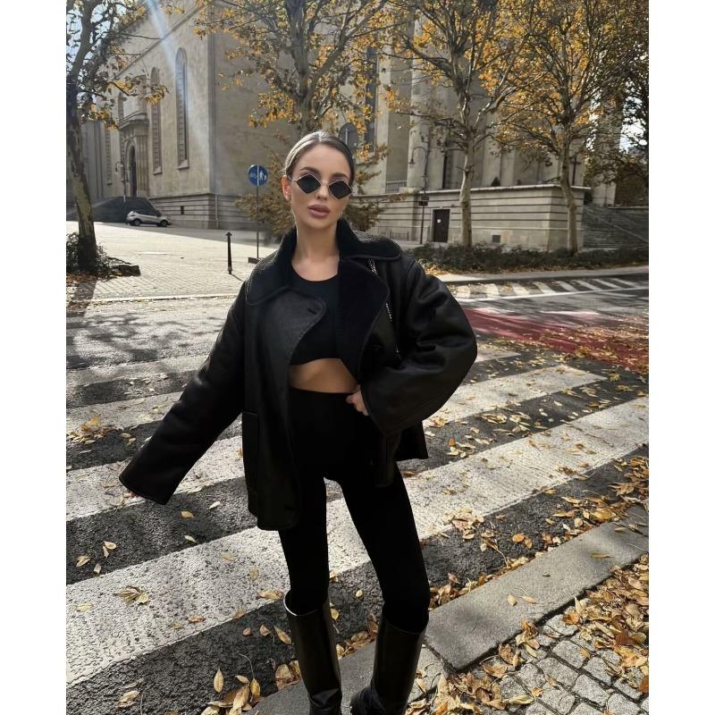 DAFIFY Damenmode, lässig, einfarbig, Herbst-Winter, langärmelig, POLO-Ausschnitt, Jacken und Mäntel