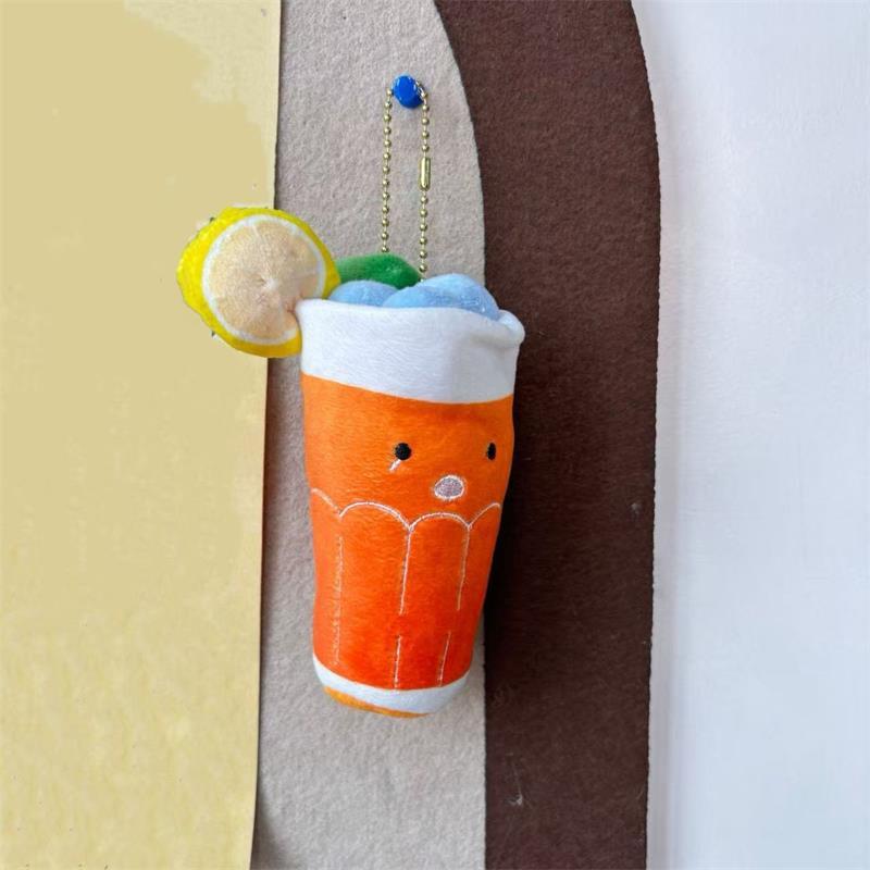 1/2Pcs Cute Creative Orange Blueberry Cold Drink Plush Doll Stuffed Toy Keychain Backpack Pendant Bag Hang Ornament Ragdoll Gift