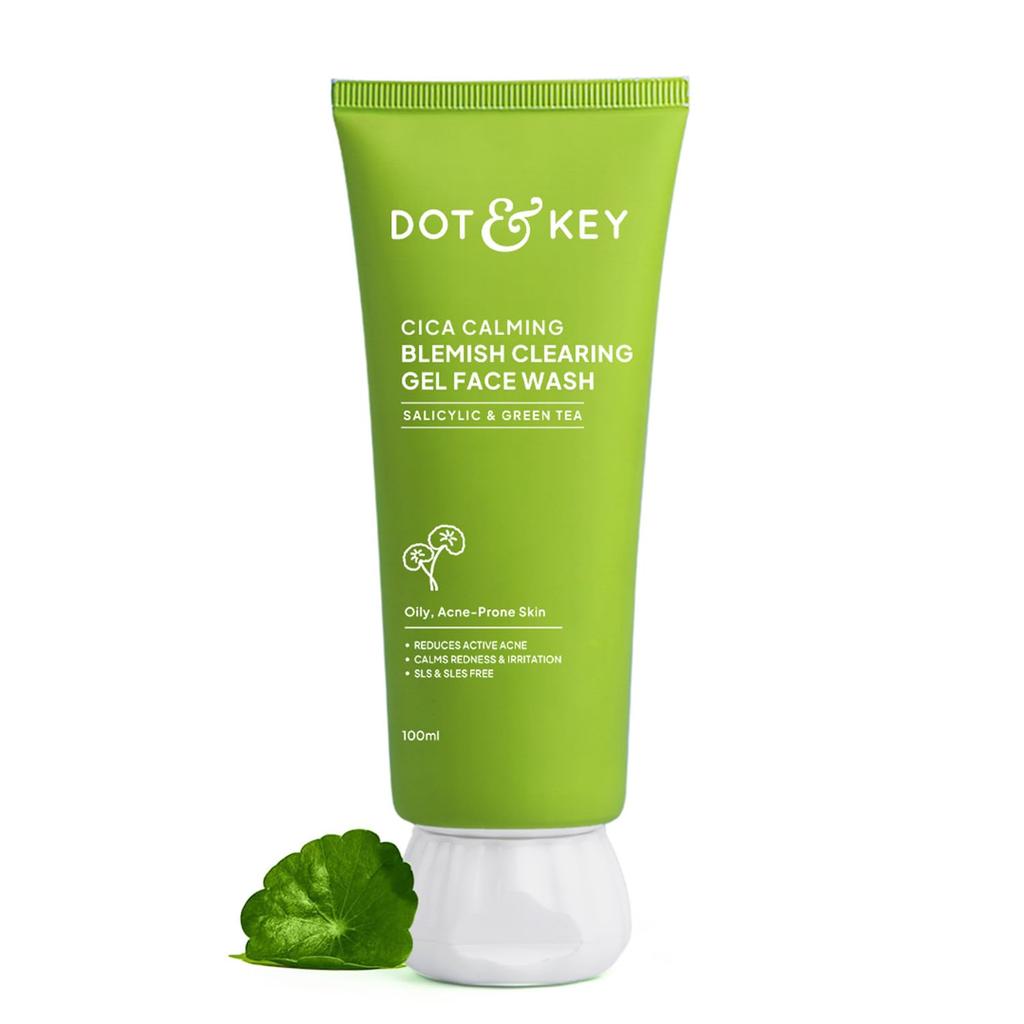 Dot & Key CICA Calming Blemish Clearing Gel Face Wash for Acne Prone Skin with Salicylic Acid & Green Tea 100ml