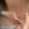 Single Pearl Broken Silver Necklace with Feminine Temperament, Light Luxury Style, High-end Feel, Niche Design, Geometric Collarbone Chain
