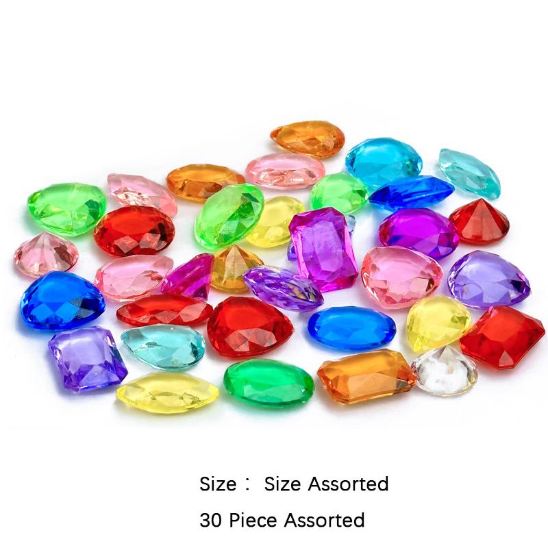 

30Pcs Pirate Treasure Jewels Acrylic Diamond Gems Party Favors For Kids Birthday Halloween Gifts Small Toy Sets Classroom Prizes