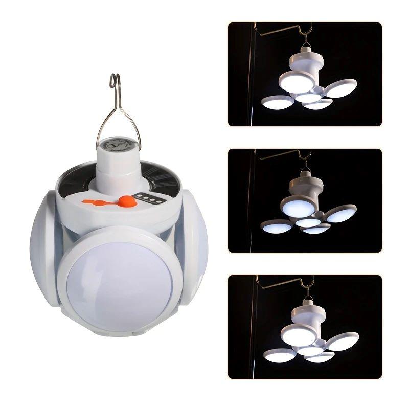 Outdoor LED Retractable Solar Soccer Light USB Charging 5 Modes Four Column Battery Display Camping Light Street Light