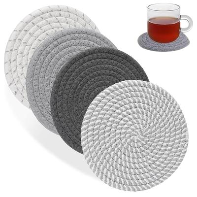 SensaBliss Absorbent Coasters, Natural Cotton, Handwoven, Insulated, Thick, Non-Slip, Teacup Pads, Tea Trays, for Drinking, Coffee, and Kitchen Use,
