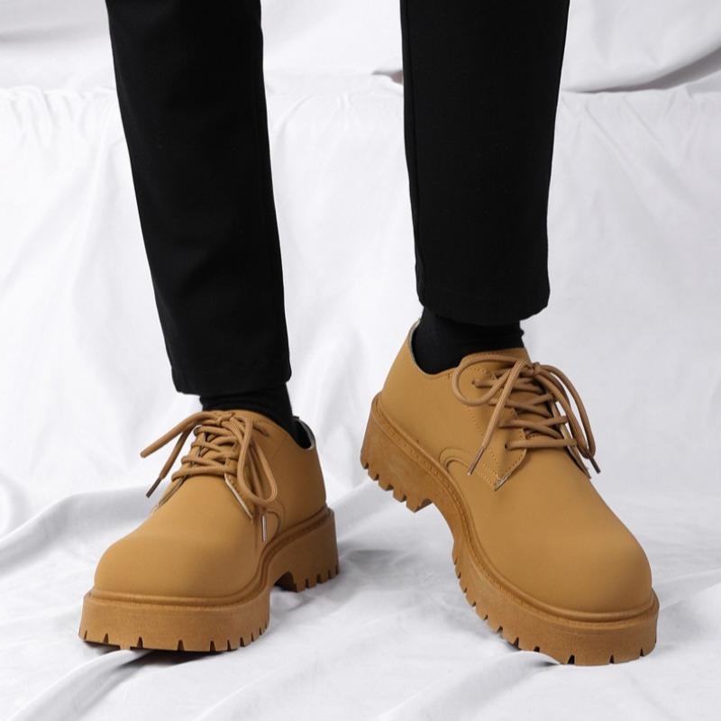 Fashion Vintage Men Low-top Boots Autumn New Comfortable Platform Leather Shoes Original Classic Designer Men Casual Derby Shoes Zapatos