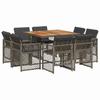 9 piece outdoor dining set with cushions gray poly rattan
