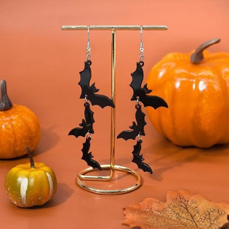 Layered Skull Bat Earrings Lightweight Acrylic Halloween Ear Pendant Jewelry For Women Spooky Costume Accessories