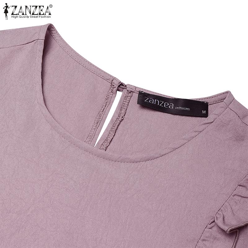 ZANZEA Dámské sváteční ležérní šaty s kulatým výstřihem, volné, s dlouhým rukávem