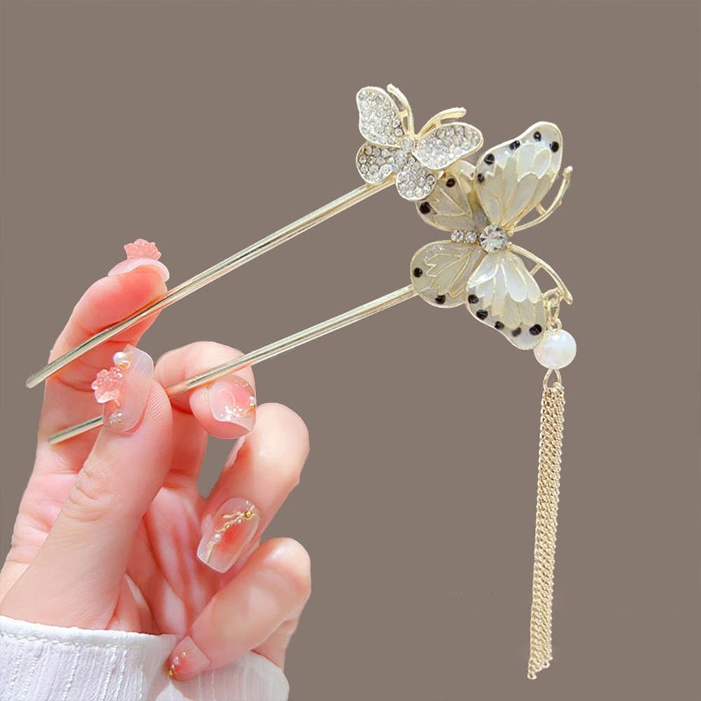 

Tassel Flower U-Shaped Hairpins Pendant Hair Ornament Vintage Bun Tool Updos Headpiece for Women C92