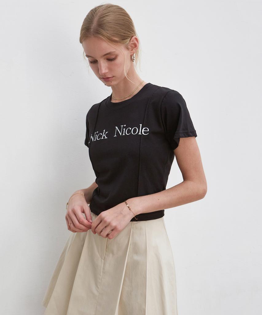 Nigaennikol Nicole Pintuck Crop Tee_Black
