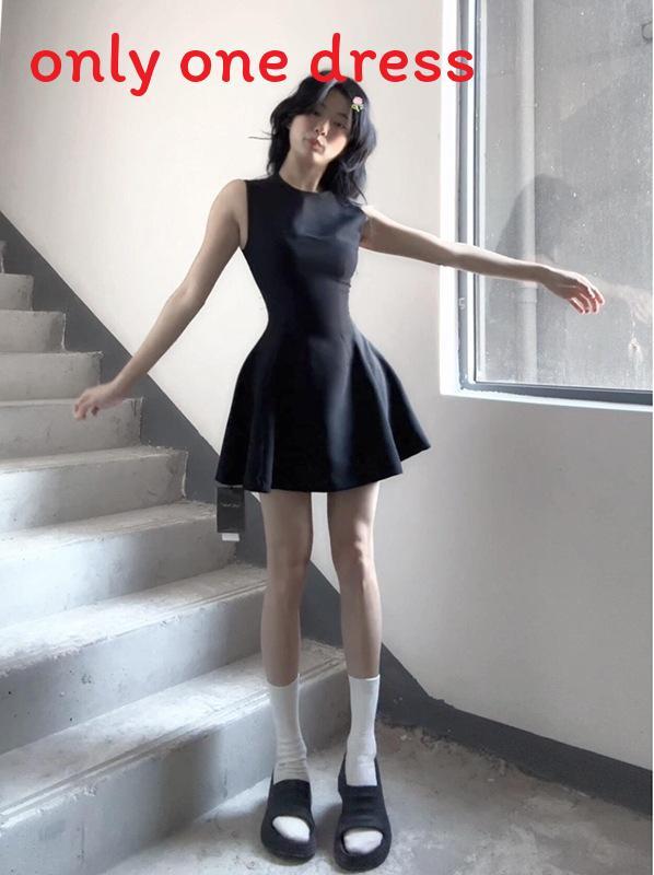 Summer Knit Cotton Blend Sleeveless High Waist Aline Dress For Teen Girls
