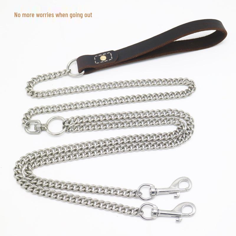 

Dual Dog Leash Chain for Golden Retriever & Malinois - Double-Headed, Two-Dogs-in-One Lead 1.5m Total Length