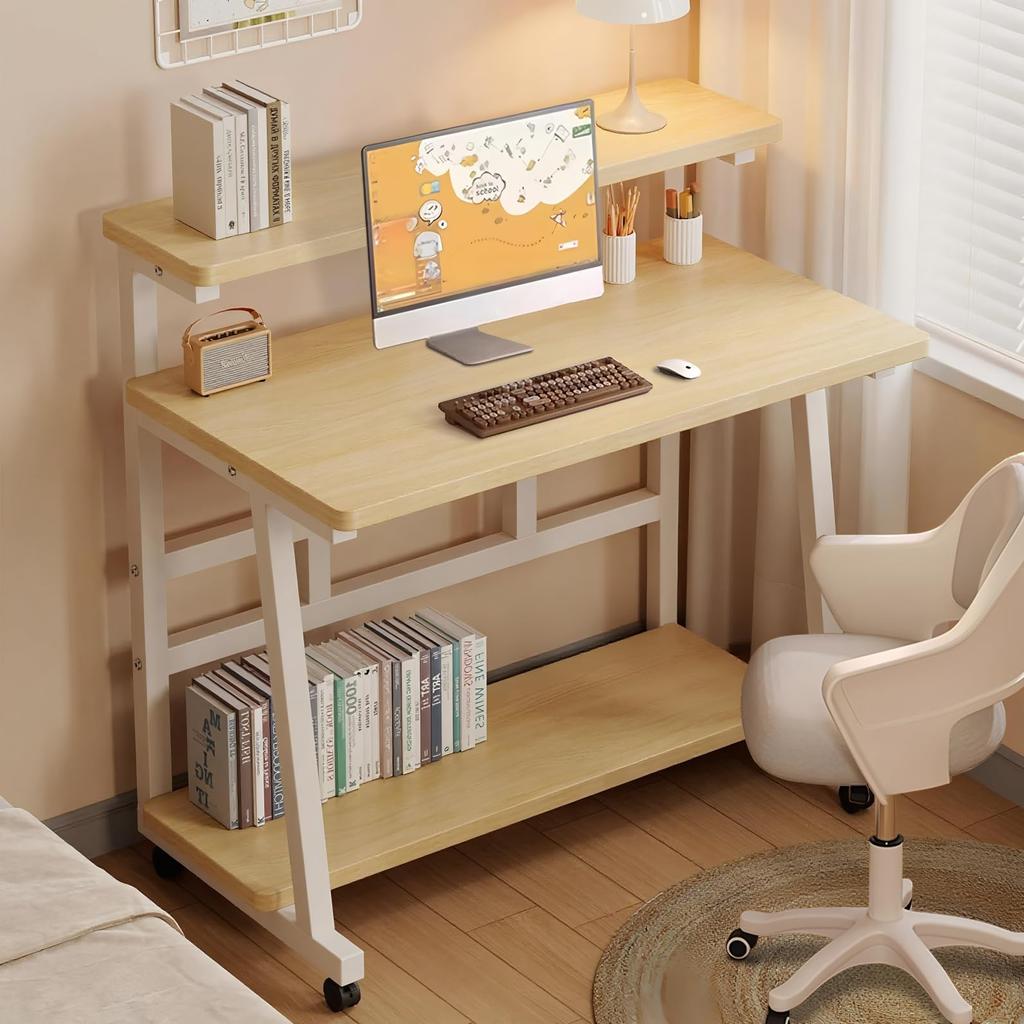 GIGIGET Compact Computer Office PC Home Simple Easy Study Instructions Included Desk, Desk, 3-Tier Table, Desk, Office, Space-Saving, Natural, Design,
