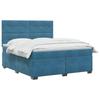 Box Spring Bed with Mattress and Headboard Blue 140 X 200 Cm Velvet