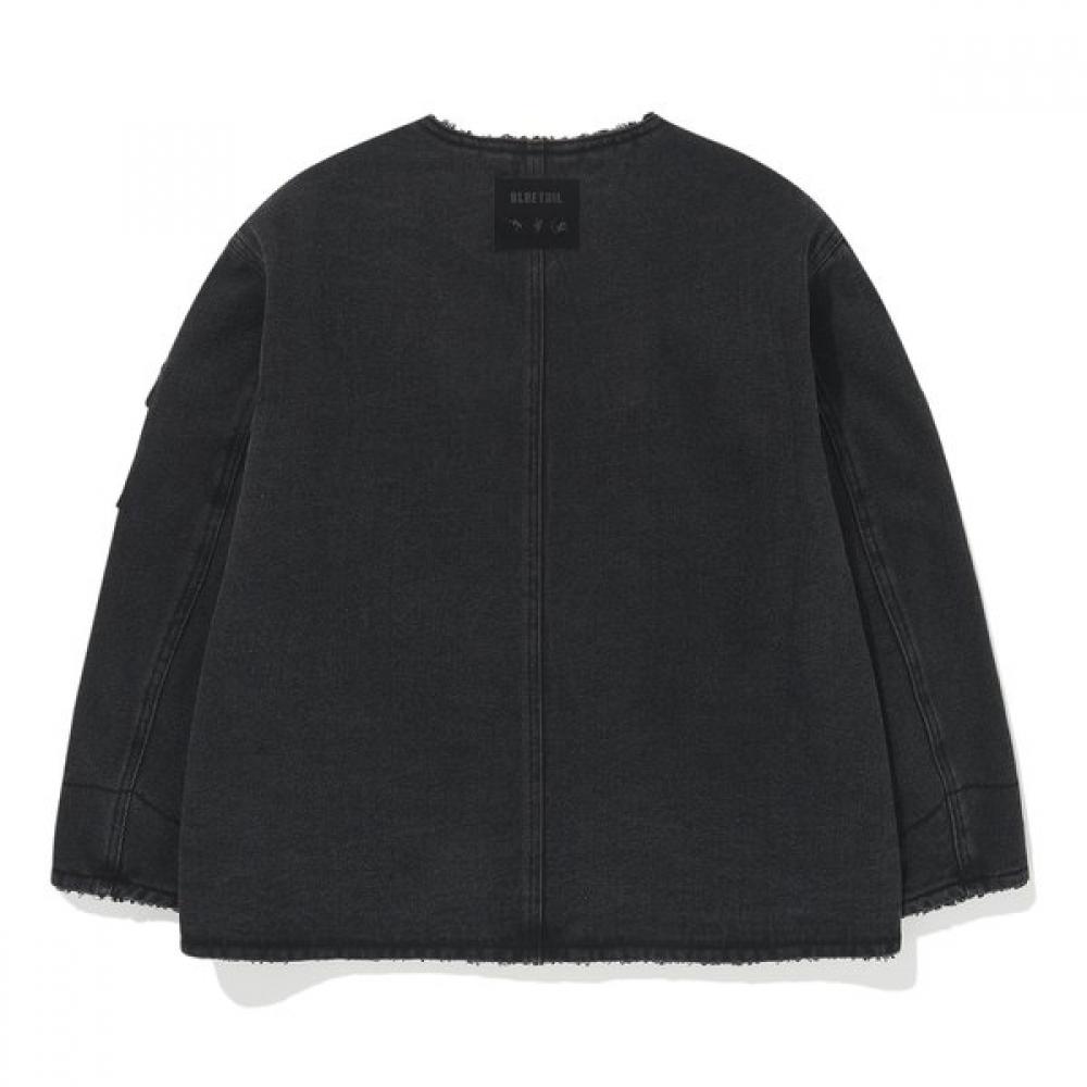 Bluetail Denim Jacket With Fur Lining Black Azh2jk01bk
