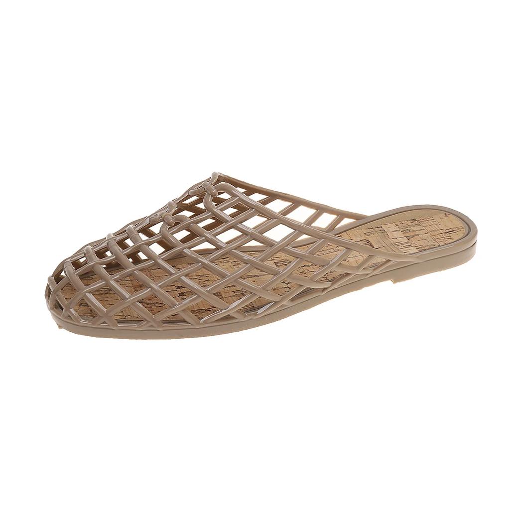 Fashion Women's Shoes 2025 Summer New Mesh Woven Hollowed-out Breathable Head Slippers for Women's Flat Bottom Sandals Zapatos De Mujer